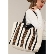 Load image into Gallery viewer, Stripe It Hot Leopard Tote