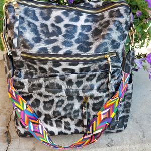 Leopard Backpack with Guitar Strap Diaper Bag
