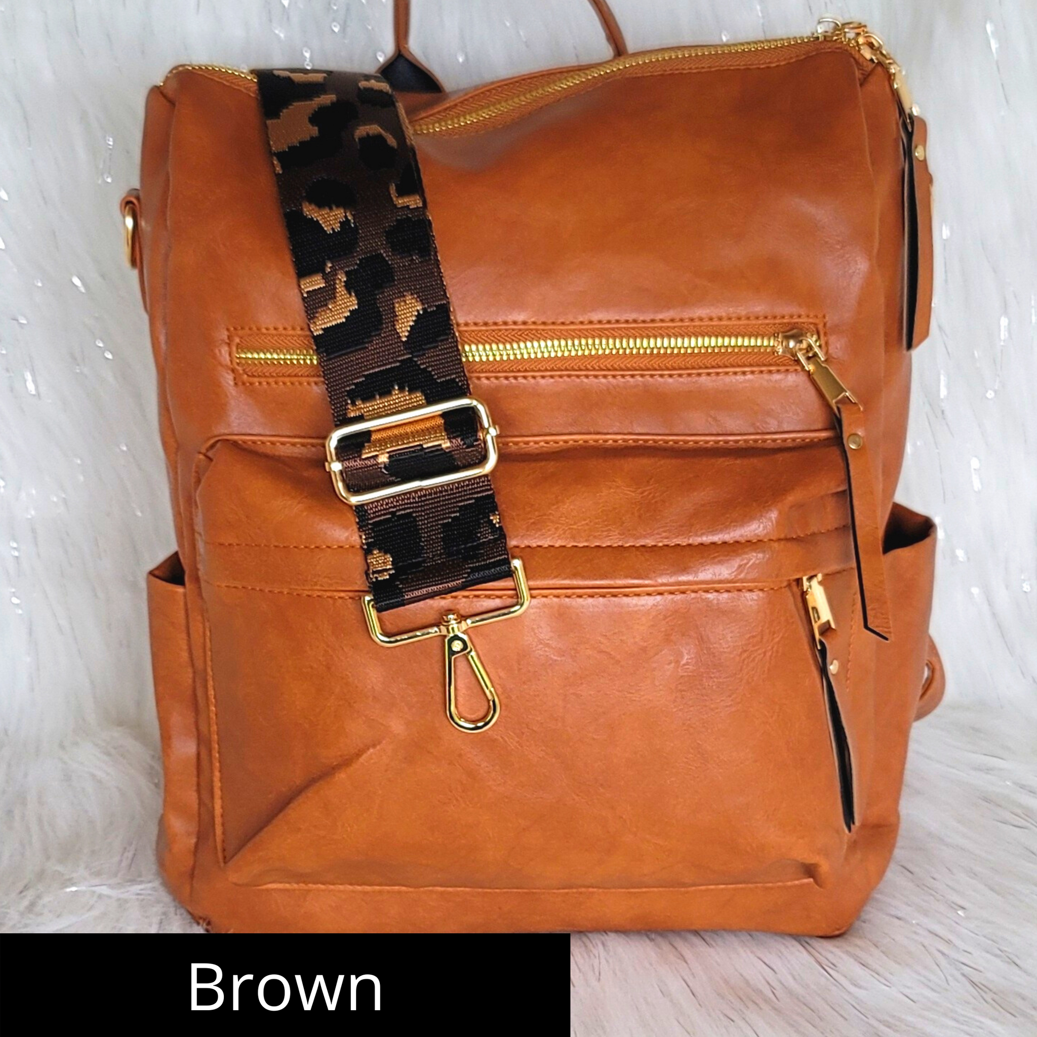 Tan Leather Crossbody Bag With Orange Cheetah Strap – Stars & Willow